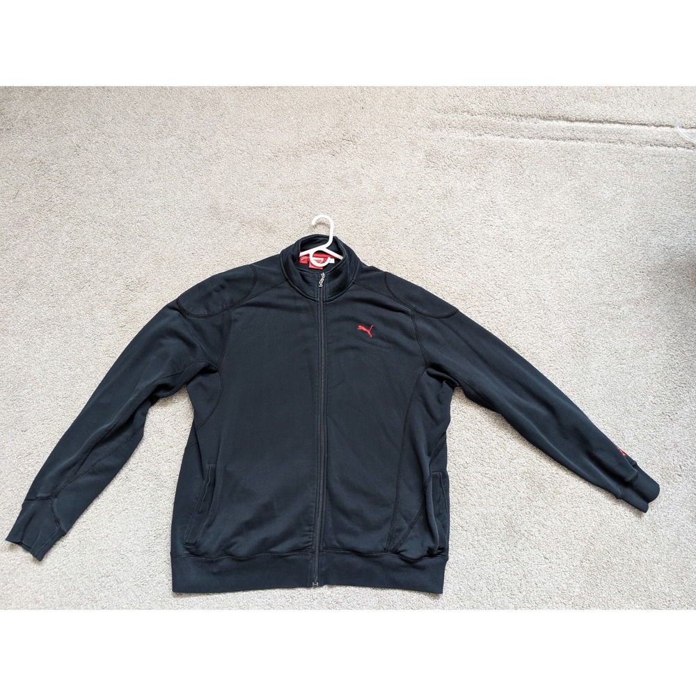 Puma Ducati Track Jacket Mens XXL Black Full Zip Sweatshirt Moto Logo 2010s